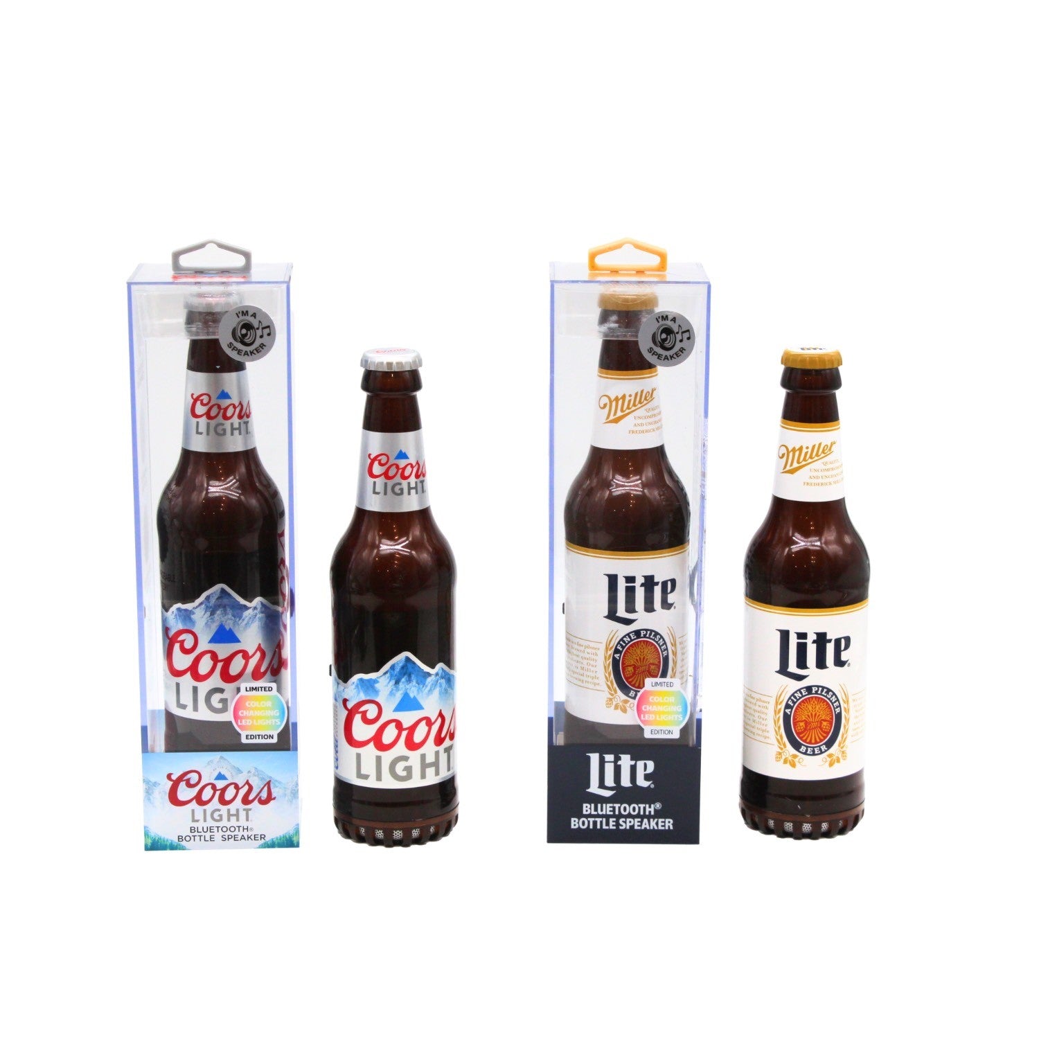 Miller Lite and Coors Light Bottle Shape Bluetooth Speaker With Acrylic Case